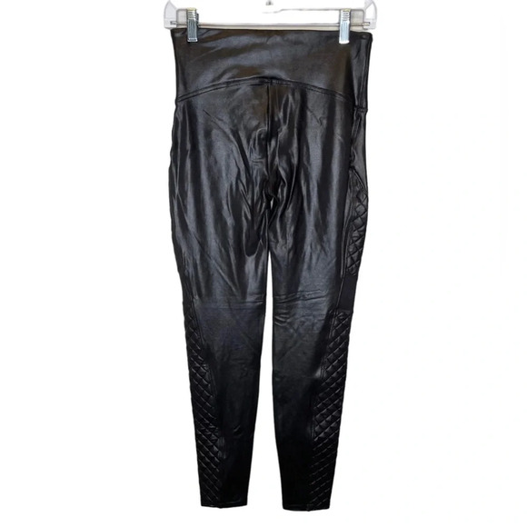 Spanx Faux Leather Quilted Leggings In Very Black Size Medium - Picture 5 of 11